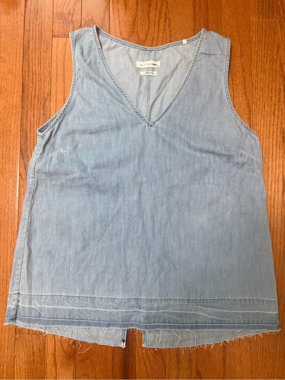 rag & bone Light Blue Chambray V-Neck Sleeveless Top
